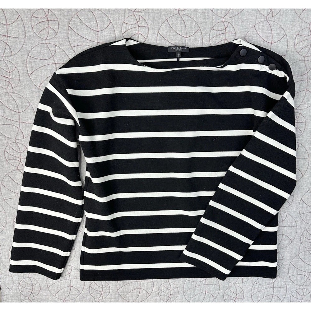 rag & bone Irina Textured Stripe Long Sleeve‎ Top / Women's Large